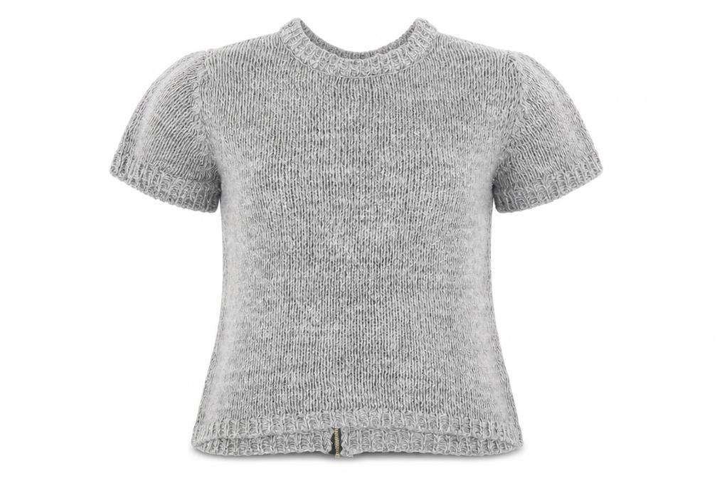 Front view of H&M women’s grey full zip jumper, size UK 6