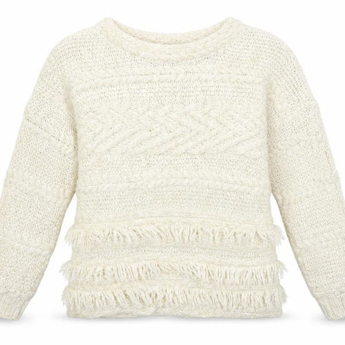 Outfit Kids Girls White Striped  Pullover Jumper Size 8 Years