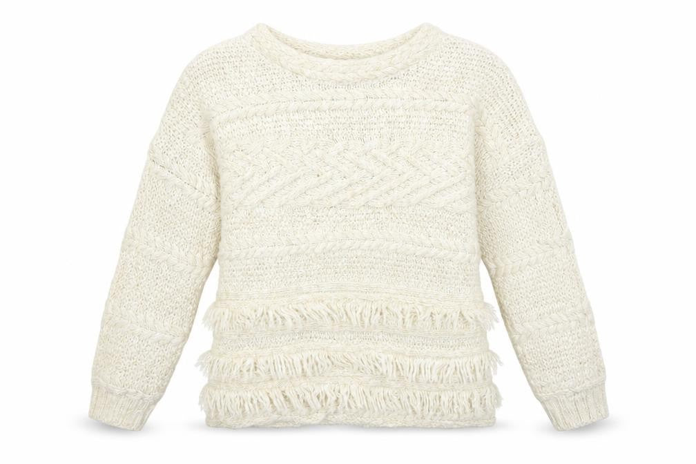 Outfit Kids Girls White Striped  Pullover Jumper Size 8 Years