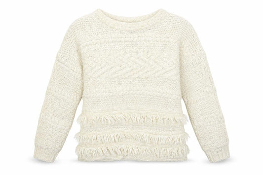 Outfit Kids Girls White Striped  Pullover Jumper Size 8 Years