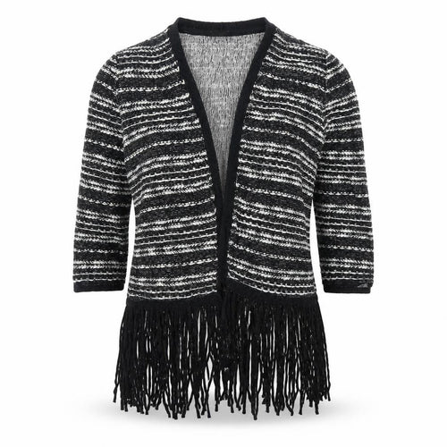 F&F Womens Black Striped  Cardigan Jumper Size 12