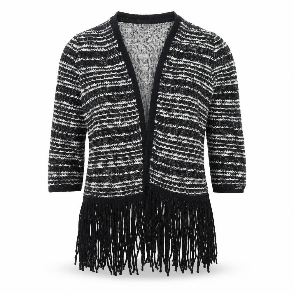 F&F Womens Black Striped  Cardigan Jumper Size 12