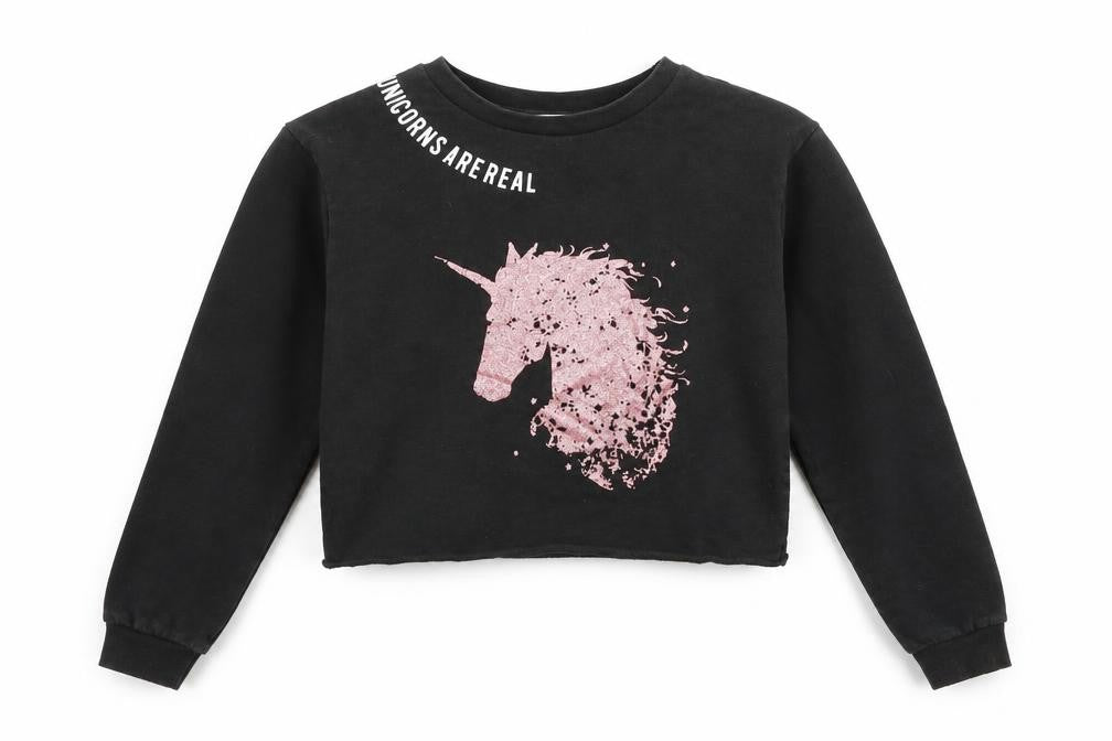 Primark Girls Black   Pullover Jumper Size 9 Years  - Unicorn