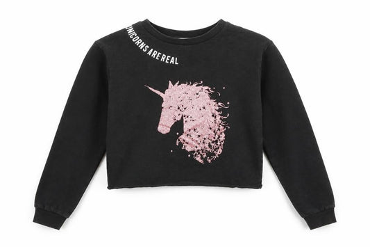 Primark Girls Black   Pullover Jumper Size 9 Years  - Unicorn