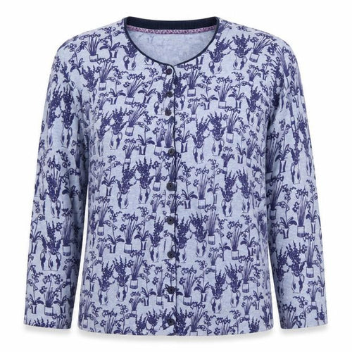 heyton Womens Blue Floral  Cardigan Jumper Size S