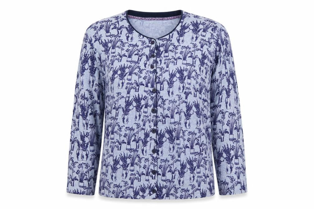 heyton Womens Blue Floral  Cardigan Jumper Size S