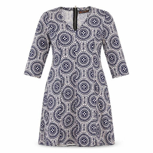 QED London Womens Blue Geometric  Fit & Flare  Size M