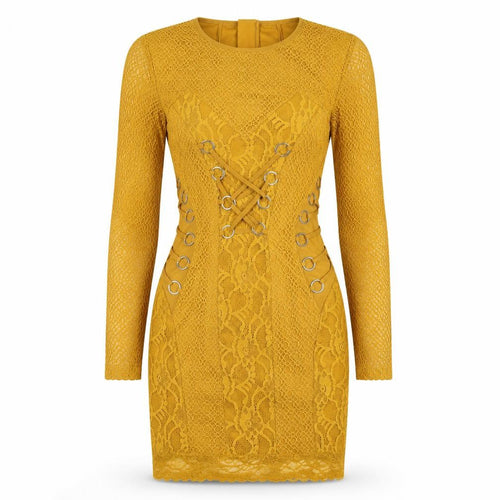 ASOS Womens Yellow Floral Lace Bodycon  Size 8