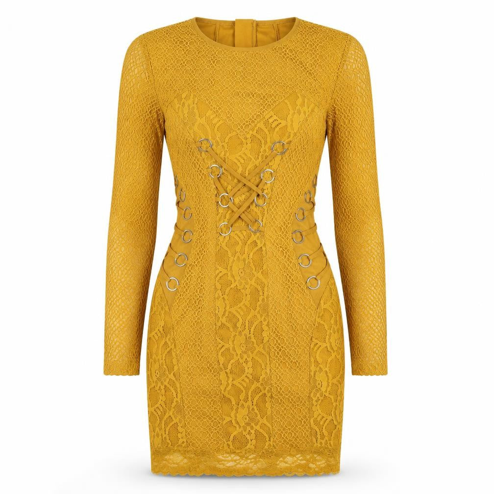 ASOS Womens Yellow Floral Lace Bodycon  Size 8