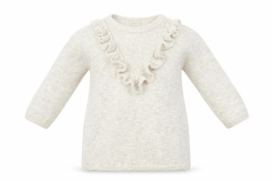 Front view of F&F girls’ beige knit jumper, size 3-6, months