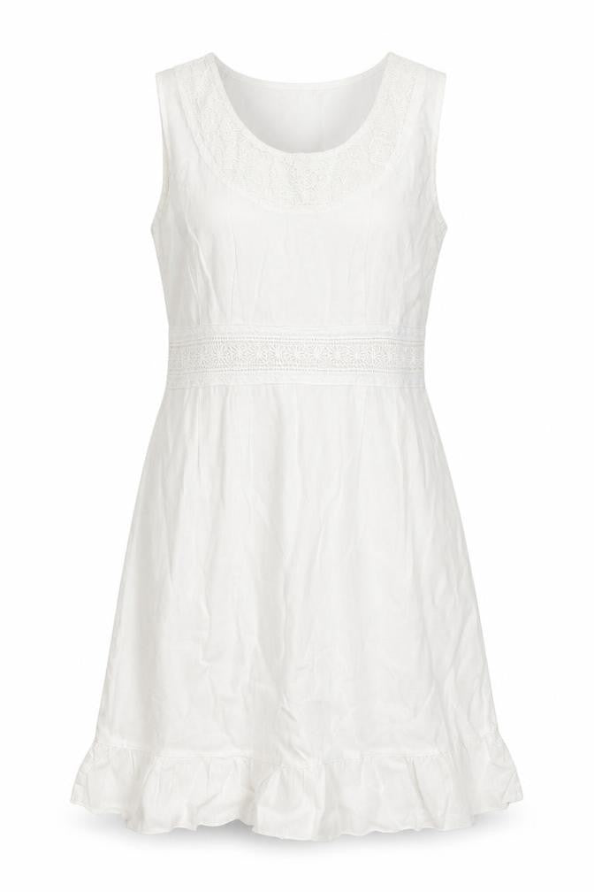 Front view of women’s white sheath, size M