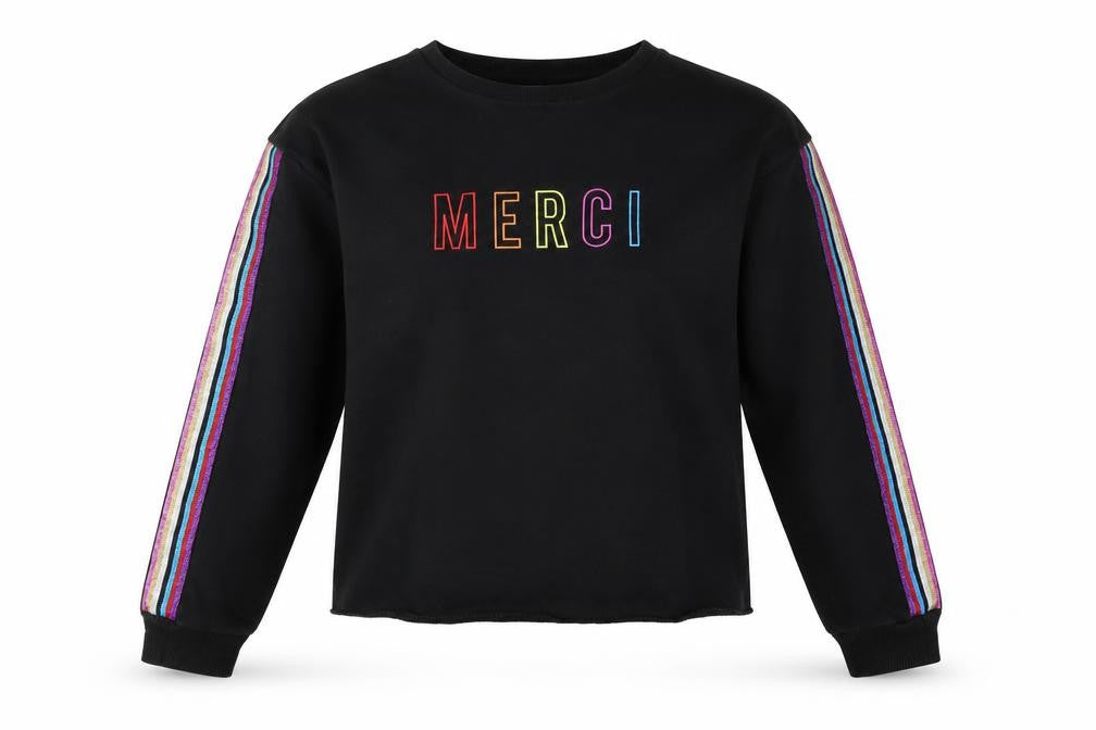 Primark Girls Black   Pullover Sweatshirt Size 14-15 Years  - cropped merci