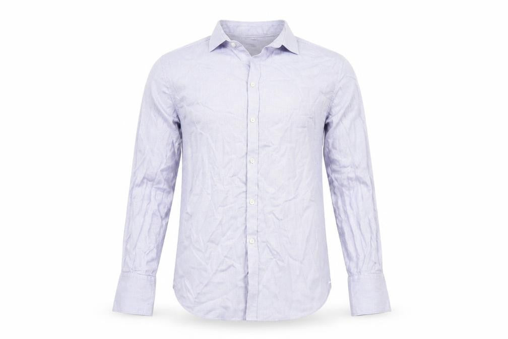 Front view of Burton men’s purple button-up, size L