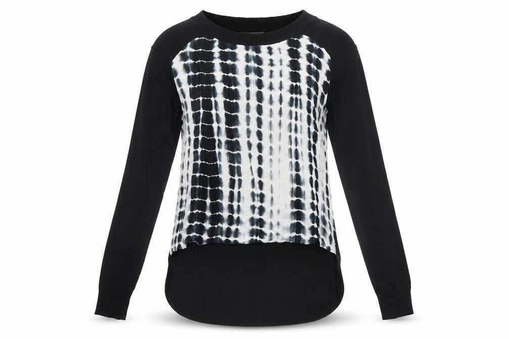 Front view of Cream women’s black geometric basic t-shirt, size XS