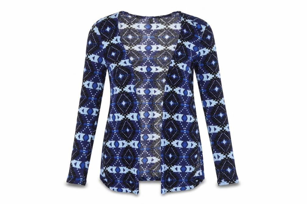 Divided by H&M Womens Blue Geometric Knit Cardigan Jumper Size 6