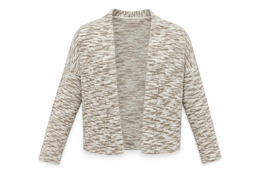 Front view of Vero Moda women’s white animal print knit cardigan jumper, size S
