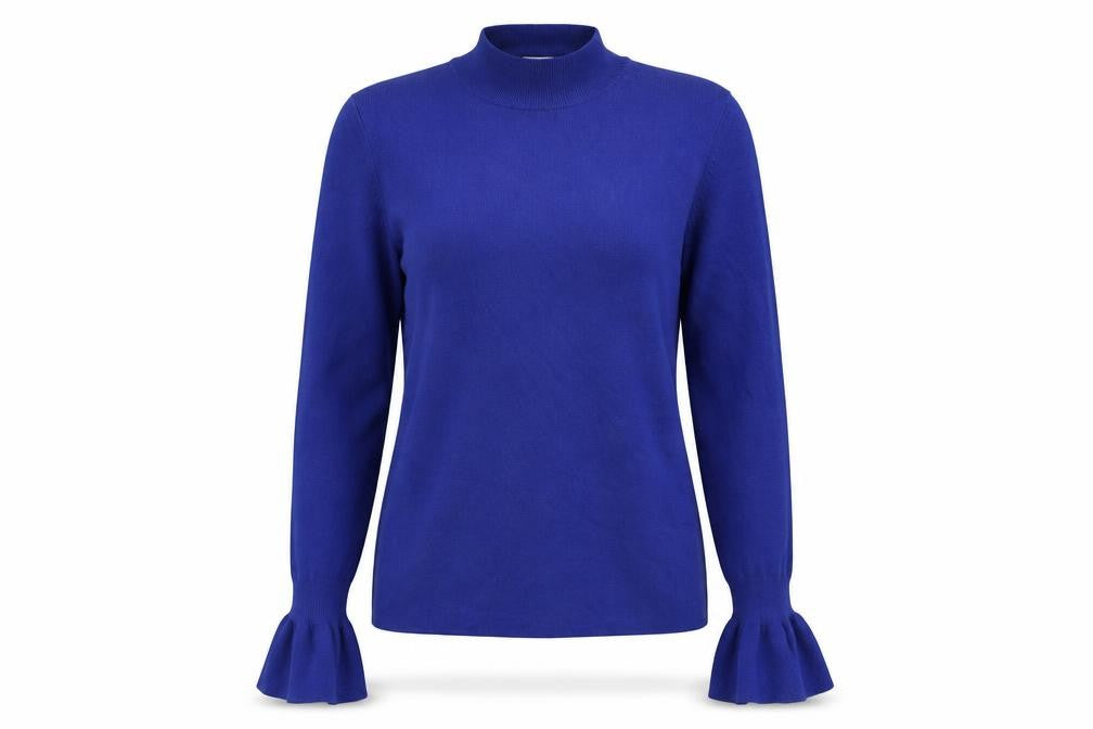 Front view of H&M women’s blue jumper, size XS