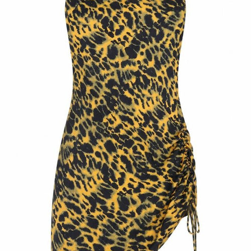 Topshop Womens Yellow Animal Print  Bodycon  Size 6