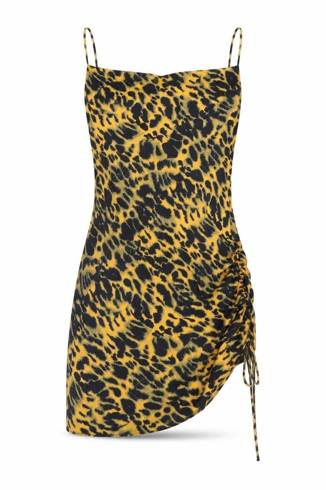 Topshop Womens Yellow Animal Print  Bodycon  Size 6