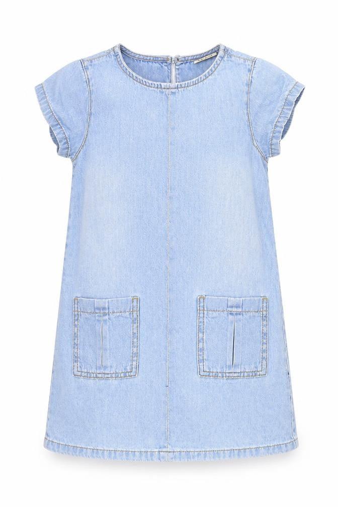 Front view of Next girls’ blue denim a-line, size 5, years