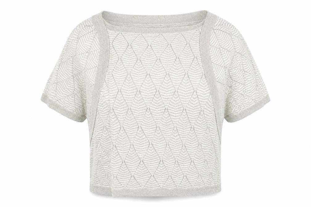Front view of Per Una women’s beige argyle/diamond cardigan jumper, size UK 12