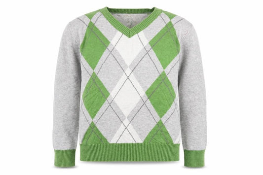 Next  Girls Grey Argyle/Diamond  Pullover Jumper Size 6 Years