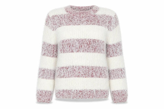 Koopoi Girls White Striped  Pullover Jumper One Size