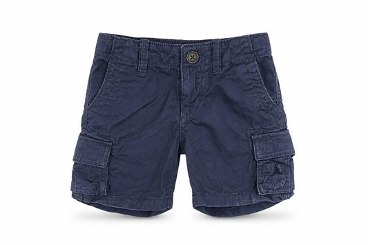 Front view of Gap boys’ blue cargo trousers, size 12-18, months