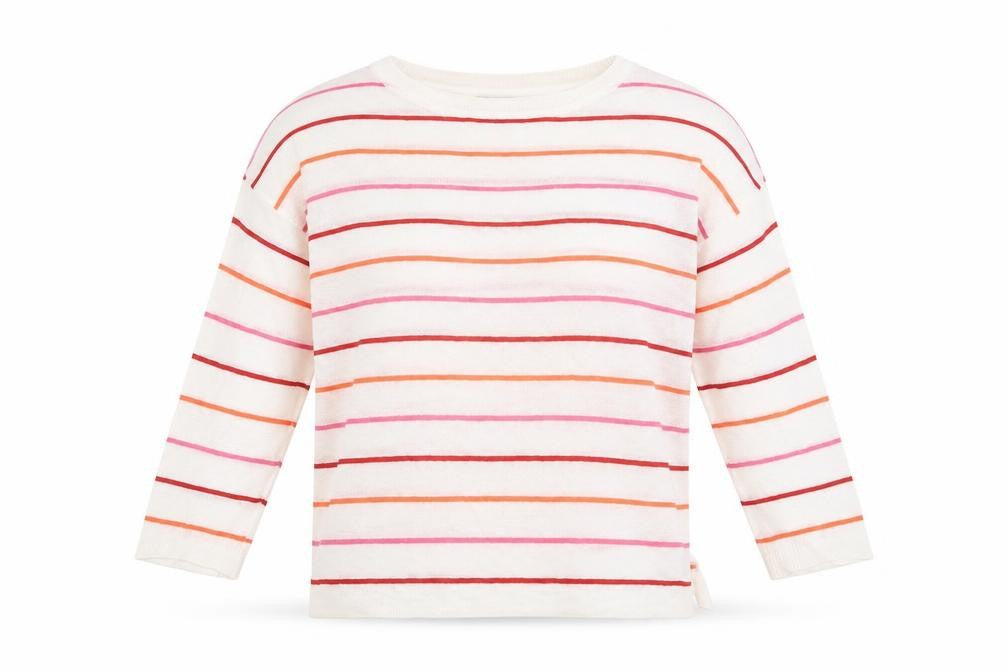 Nutmeg Womens White Striped  Pullover Jumper Size 10