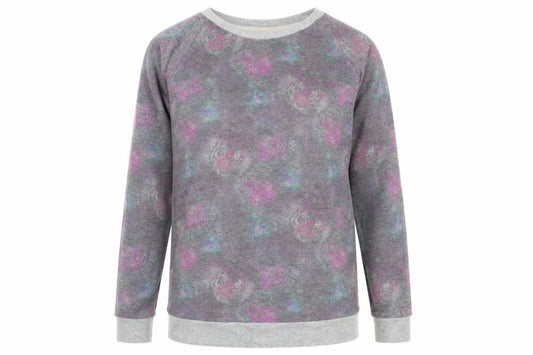 Front view of Atmosphere women’s grey pullover sweatshirt, size UK 12, - tiger