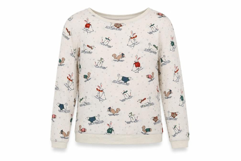 Front view of Next women’s beige top pyjama top, size M, - ski