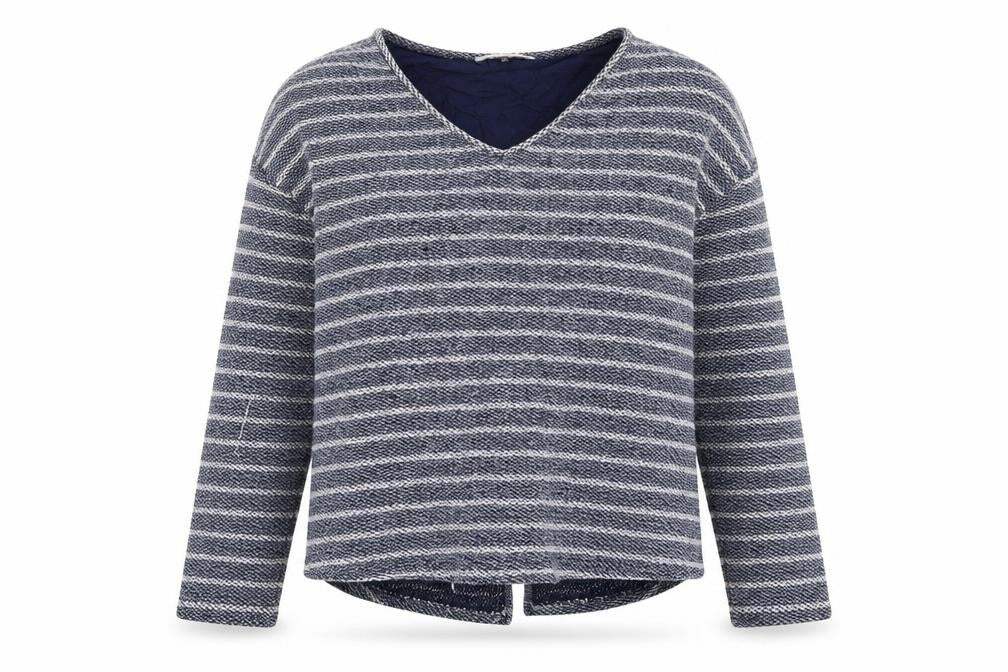 Front view of Maison De Nimes women’s blue jumper, size L
