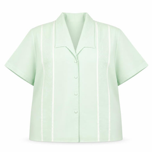 Front view of Michael Gold women’s green basic button-up, size UK 18