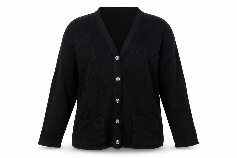 Merry Gold Womens Black  Knit Cardigan Jumper Size L