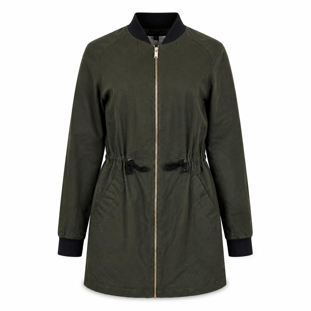 Front view of H&M women’s green jacket, size UK 8