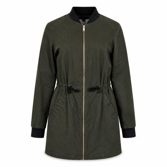 Front view of H&M women’s green jacket, size UK 8