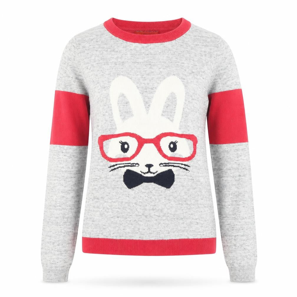 Front view of Next women’s grey jumper, size UK 6, - rabbit