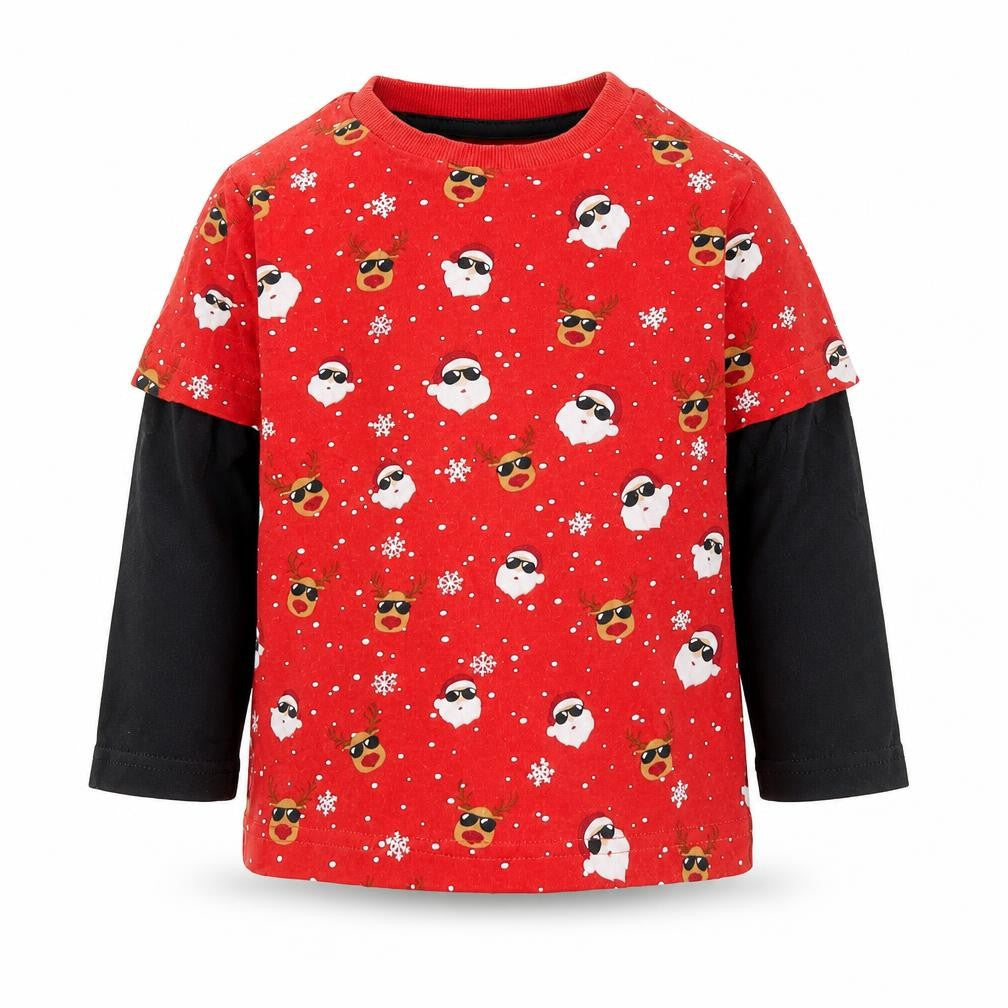 Front view of F&F Red Basic Casual, size 12-18, Months - christmas