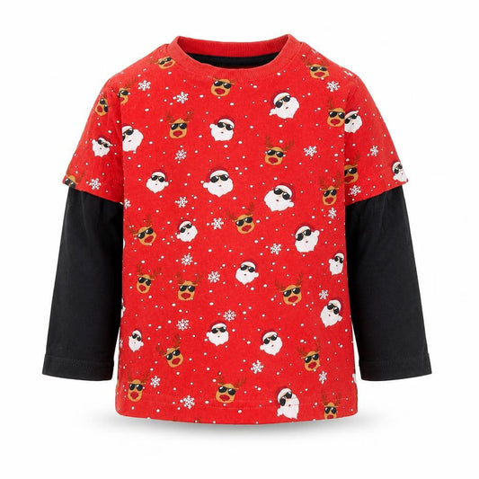 Front view of F&F Red Basic Casual, size 12-18, Months - christmas