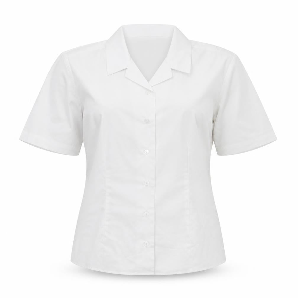 Front view of trutext women’s white basic button-up, size UK 4