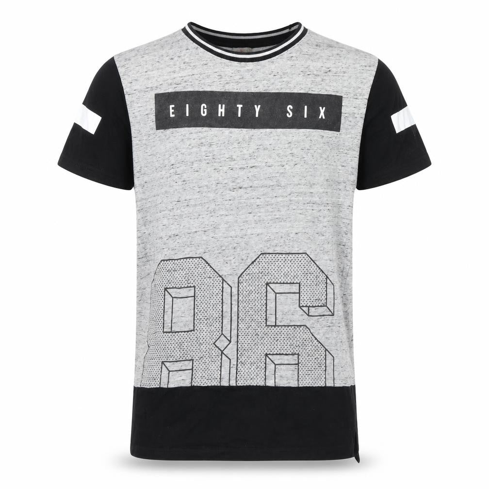 Front view of urban outlaws boys’ grey basic t-shirt, size 11-12, years - eighty six