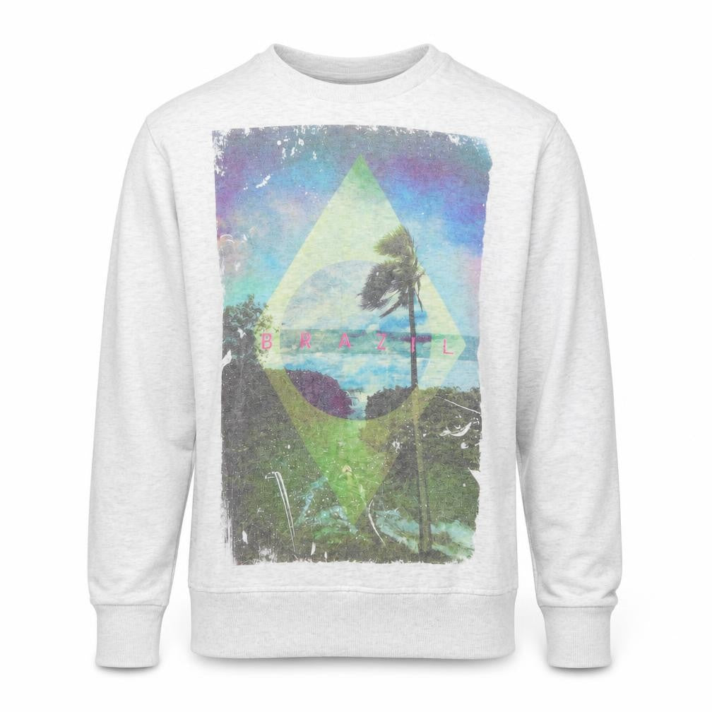 Front view of Cedarwood State men’s grey henley sweatshirt, size M, - brazil