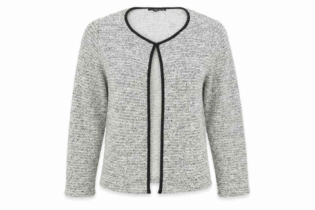 Front view of Atmosphere women’s grey cardigan jumper, size M