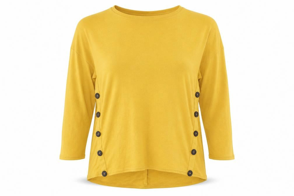 Front view of New Look women’s yellow basic blouse, size UK 10