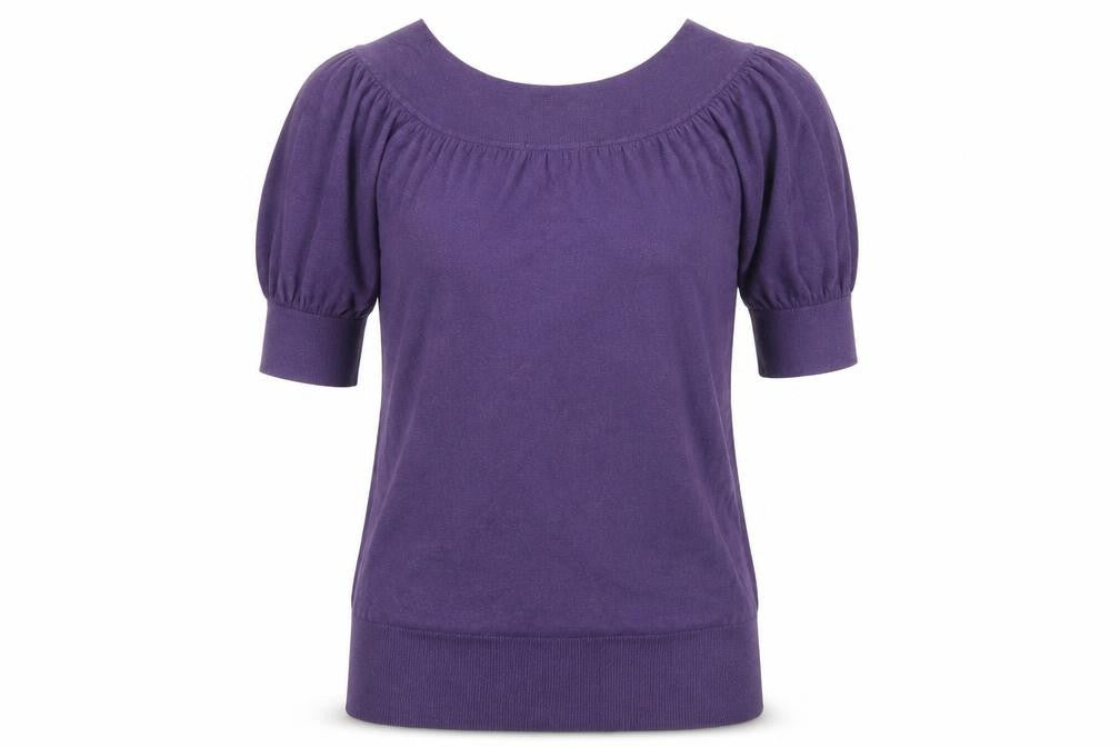 Front view of Marks & Spencer women’s purple jumper, size UK 10