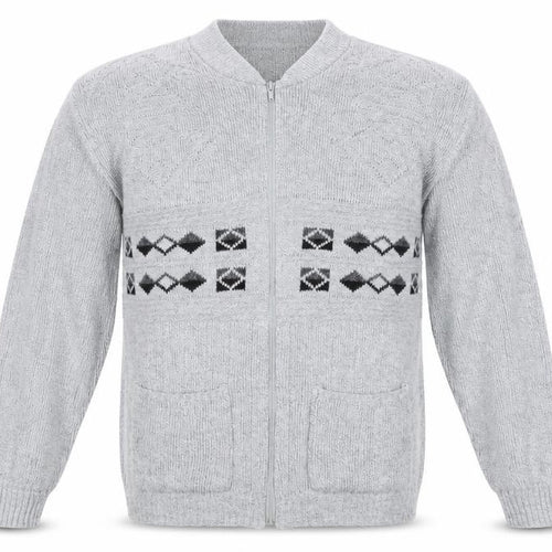 Menswear Mens Grey Argyle/Diamond  Full Zip Sweatshirt Size M
