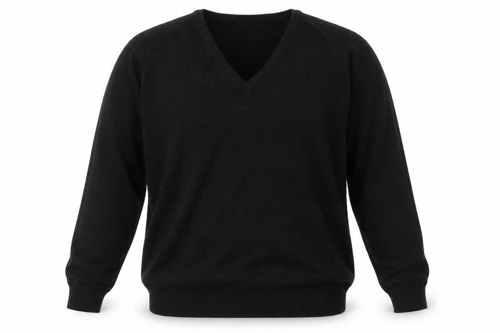 Front view of Cameron men’s black jumper, size 2XL