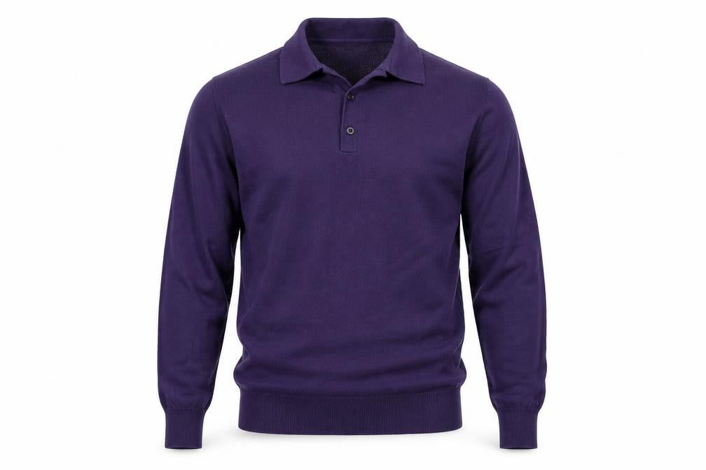 Front view of Marks & Spencer men’s purple jumper, size S