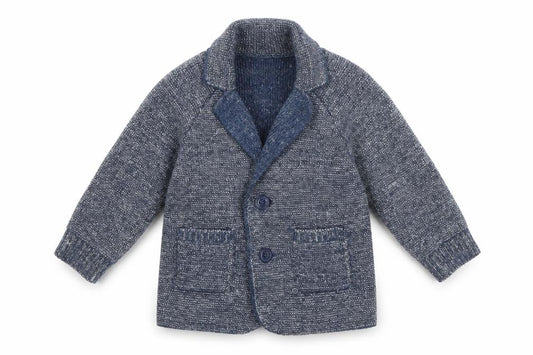 Front view of Gap boys’ blue coatigan, size 6-9, months