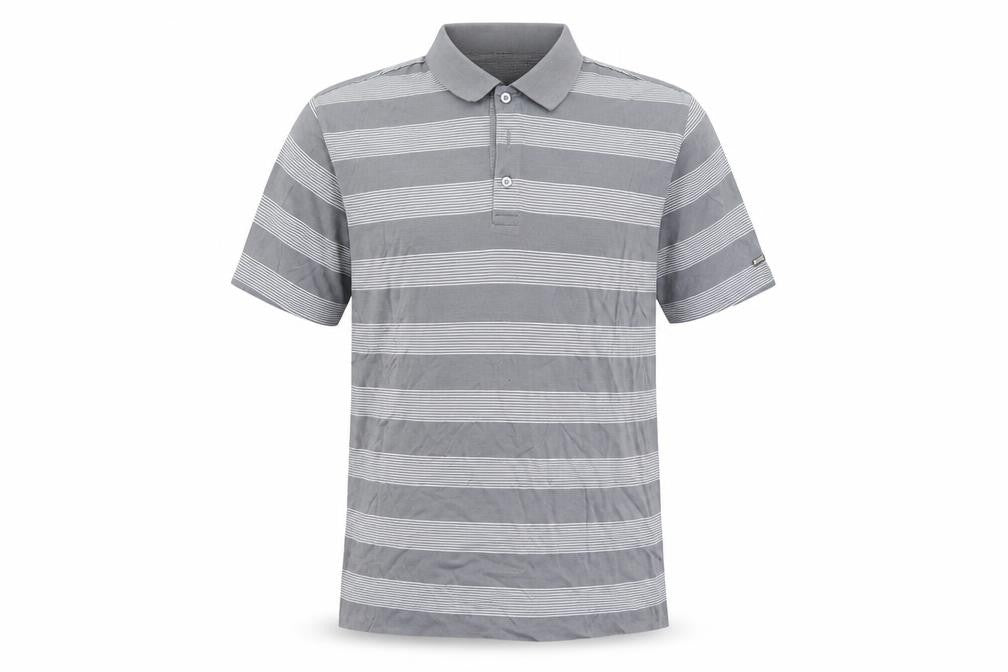 Colin Montgomerie Mens Grey Striped   Polo Size L
